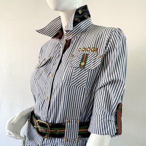 Navy+ White STRIPE style COOGI SHIRT DRESS SUMMER